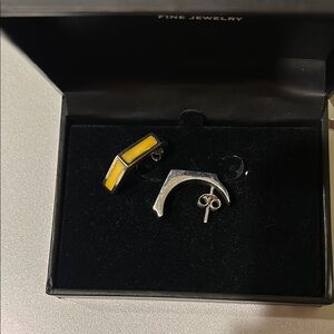 Fine Jewelry sterling Silver and Yellow Baltic amber Earrings
